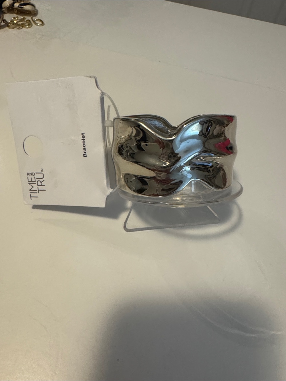 Time and Tru Silver Wavy Open Cuff Bracelet